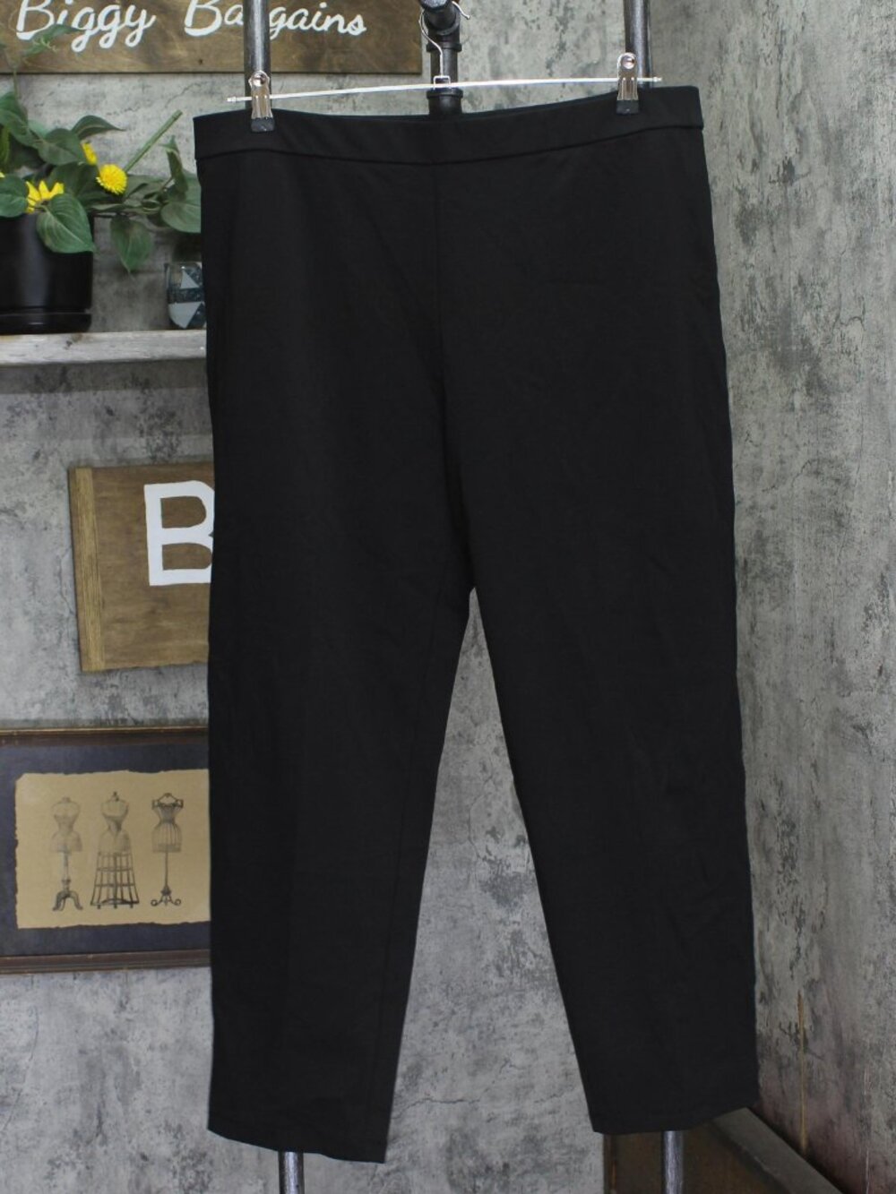 Susan Graver Black Susan Graver Cotton Ponte Slim Leg Ankle Pants Xl Sz XL